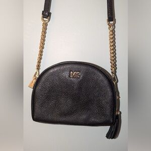 Michael Kors MK Ginny half moon pebbled leather crossbody bag